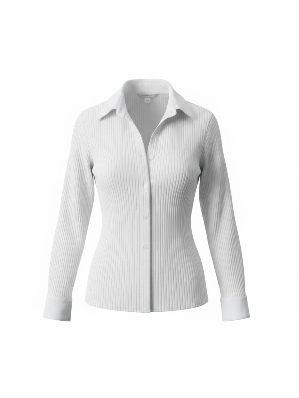 Nara Camicie White Ribbed Button-Down Collared Shirt